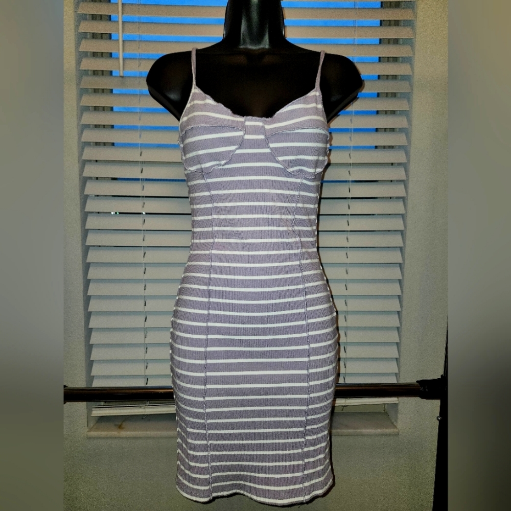 Lavender and White striped Dress